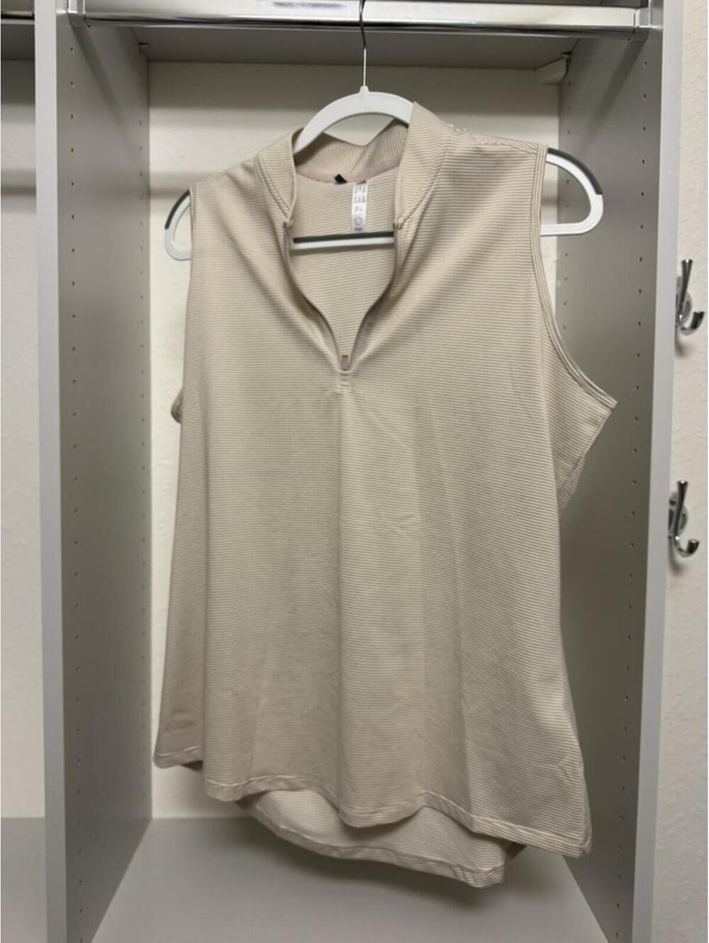 Adidas Sleeveless Beige Golf Polo Shirt XL